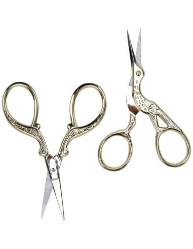 Tijeras de Bordado AQUEENLY 2 Pcs Acero Inoxidable Dorado 10 cm