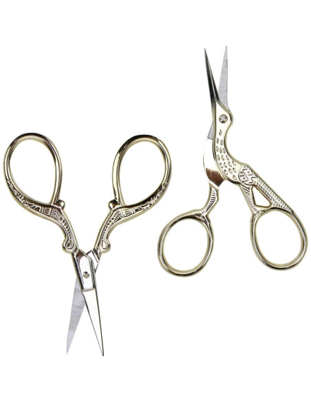 Tijeras de Bordado AQUEENLY 2 Pcs Acero Inoxidable Dorado 10 cm