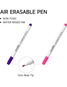 Bolígrafo Borrable por Aire Kearing - 5 Unidades (2 Rosa, 2 Violeta, 1 Borrador) 2