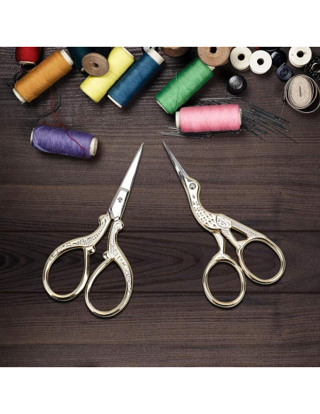 Tijeras de Bordado AQUEENLY 2 Pcs Acero Inoxidable Dorado 10 cm