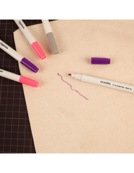Bolígrafo Borrable por Aire Kearing - 5 Unidades (2 Rosa, 2 Violeta, 1 Borrador)