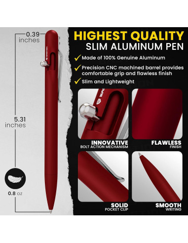 Bolígrafo BASTION Slim de Lujo Aluminio Rojo Punta Fina