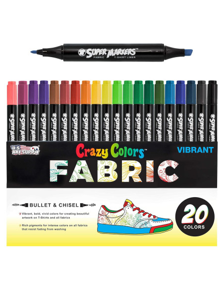 Juego de Marcadores de Tela U.S. Art Supply 20 Colores Doble Punta Juego de Marcadores de Tela U.S. Art Supply 20 Colores Doble Punta