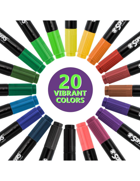 Juego de Marcadores de Tela U.S. Art Supply 20 Colores Doble Punta Juego de Marcadores de Tela U.S. Art Supply 20 Colores Doble Punta