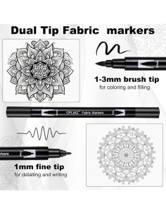 Marcadores de Tela Negros GPLMQ - Doble Punta 1-3mm, 6 Unidades 2