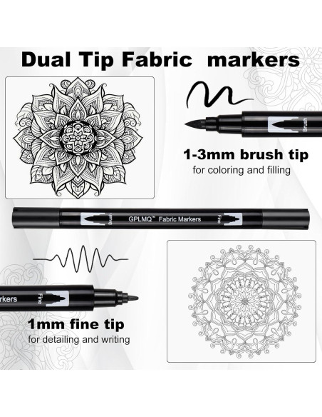 Marcadores de Tela Negros GPLMQ - Doble Punta 1-3mm, 6 Unidades