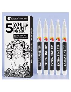 Bolígrafos de Pintura Blanca Zenacolor - Punta Fina - 5 Unidades