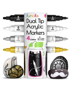 4 Marcadores de Pintura Acrílica Funcils Doble Punta 1-5mm