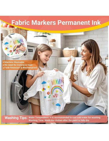 Marcadores de Tela JR.WHITE Set de 24 Colores Permanentes