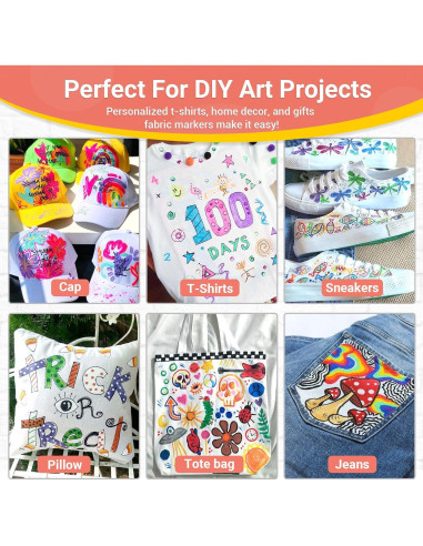 Marcadores de Tela JR.WHITE Set de 24 Colores Permanentes