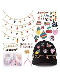Kit de Parches y Cadenas Quorineo 87 Piezas para Gorras DIY