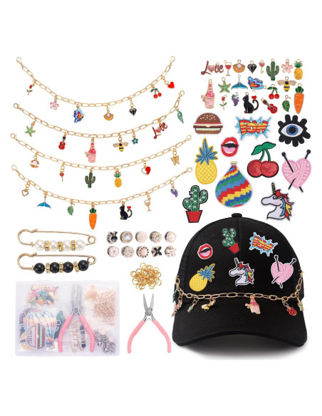Kit de Parches y Cadenas Quorineo 87 Piezas para Gorras DIY
