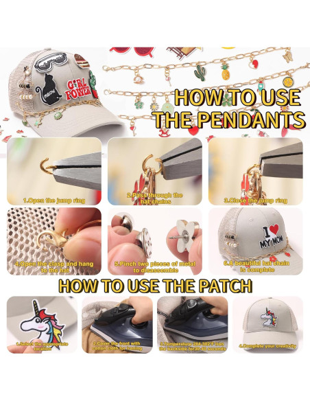 Kit de Parches y Cadenas Quorineo 87 Piezas para Gorras DIY