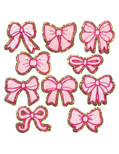 10 Parches de Lazo Rosa Bordados Neyauo para Planchar