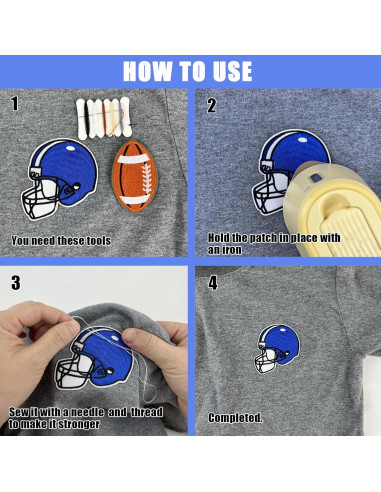 Paquete de 4 Parches Bordados de Fútbol Lesonwo - Planchar o Coser