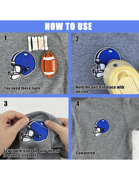 Paquete de 4 Parches Bordados de Fútbol Lesonwo - Planchar o Coser