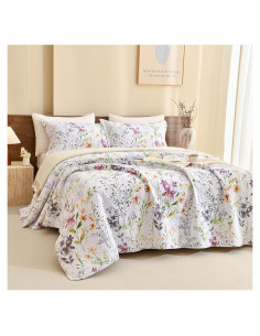 Juego de Ropa de Cama Sanracie 3 Piezas Algodón Floral King