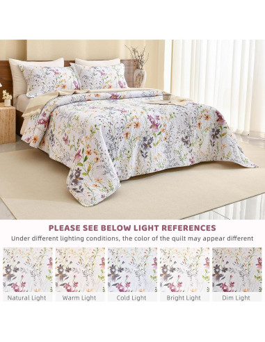 Juego de Ropa de Cama Sanracie 3 Piezas Algodón Floral King