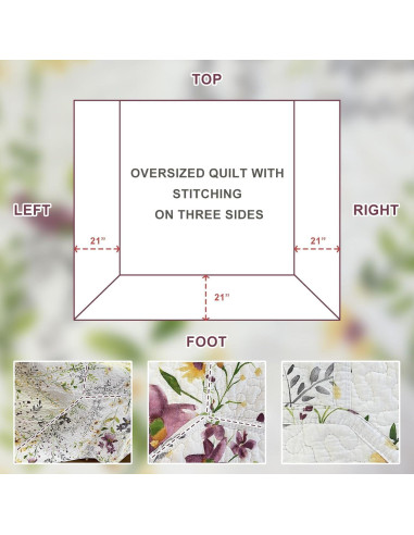 Juego de Ropa de Cama Sanracie 3 Piezas Algodón Floral King