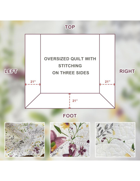 Juego de Ropa de Cama Sanracie 3 Piezas Algodón Floral King