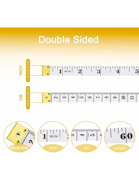 Set de 3 Cintas Métricas Suaves KTOJOY 152.4 cm Doble Escala