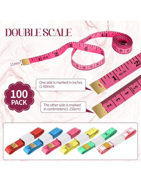 Cinta Métrica Suave Macarrie 100 Pcs 150 cm Doble Escala