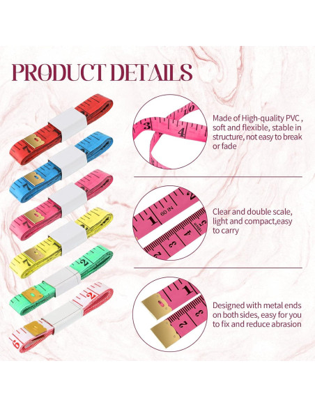 Cinta Métrica Suave Macarrie 100 Pcs 150 cm Doble Escala