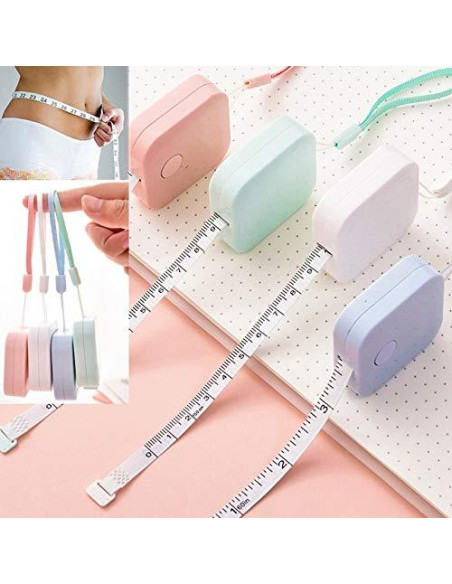 4 Piezas Cinta Métrica 150 cm Chironal Regla Retráctil Multicolor