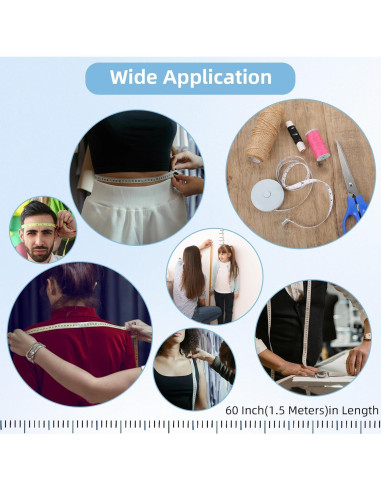 30 Cintas Métricas Retráctiles Tobeelec 1.5m para Costura