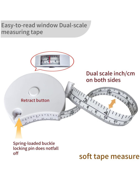 Cinta Métrica Ergonómica OIyaku 150 cm Doble Escala Fitness