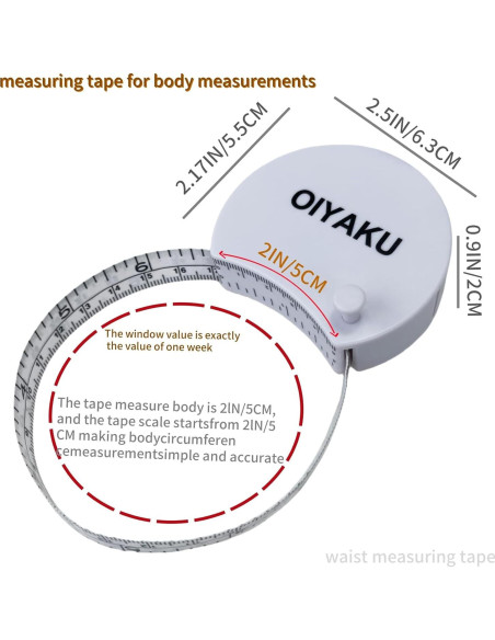 Cinta Métrica Ergonómica OIyaku 150 cm Doble Escala Fitness