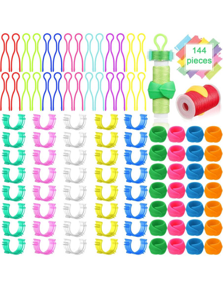 Juego de 144 Clips Sujetadores de Bobinas Syhood - 70 Clips, 32 Abrazaderas, 42 Sujetadores de Hilo
