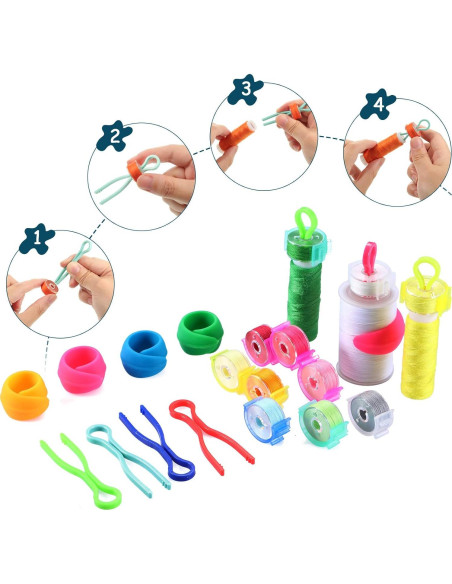Juego de 144 Clips Sujetadores de Bobinas Syhood - 70 Clips, 32 Abrazaderas, 42 Sujetadores de Hilo