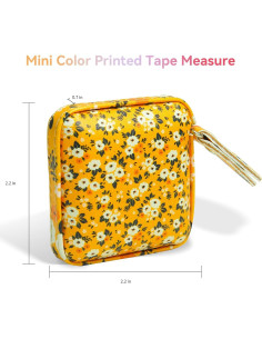 Cinta Métrica Retráctil Aaymoous 1.7m Diseño Floral Amarillo 2