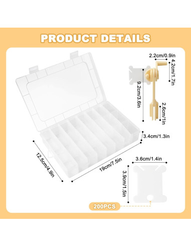 Organizador de Hilo de Bordado ROLYTA 200 Bobinas y Enrollador