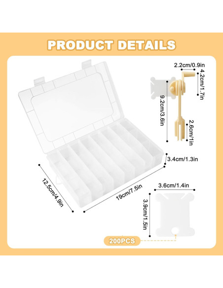 Organizador de Hilo de Bordado ROLYTA 200 Bobinas y Enrollador