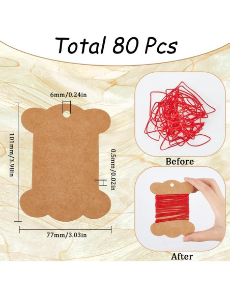 Tarjetas de Hilo de Bordado SUNNYCLUE 80 Pcs Almacenamiento