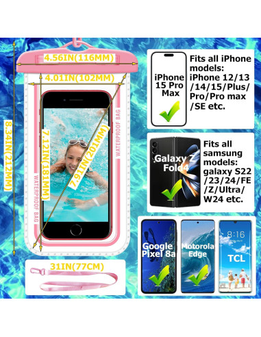 Paquete de 4 Fundas Impermeables Consss para iPhone 16 15 14 13