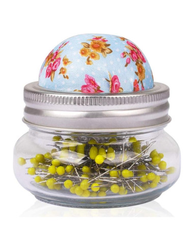 Alfileres de Costura eZAKKA con Almohadilla y Frasco de Vidrio 200 Piezas