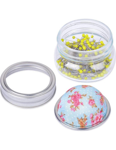 Alfileres de Costura eZAKKA con Almohadilla y Frasco de Vidrio 200 Piezas