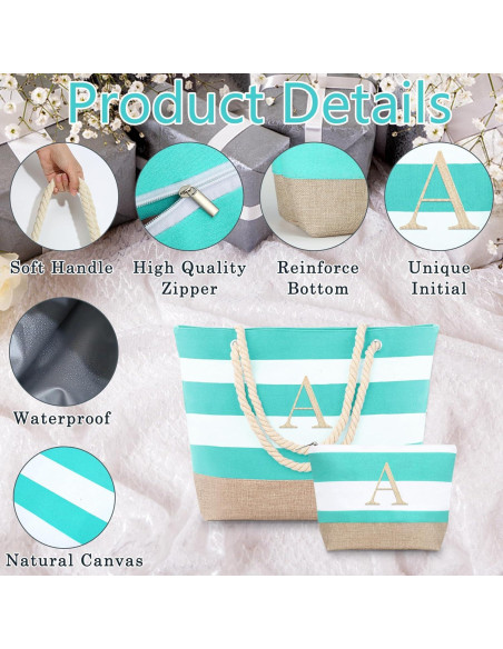 Bolsas de Playa YOOLIFE para Mujeres - Tote Impermeable Azul