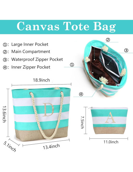 Bolsas de Playa YOOLIFE para Mujeres - Tote Impermeable Azul