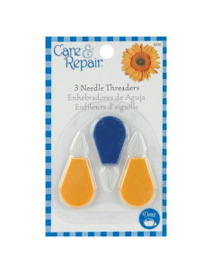 Enhebradores de Agujas Dritz, Paquete de 3, Azul y Amarillo