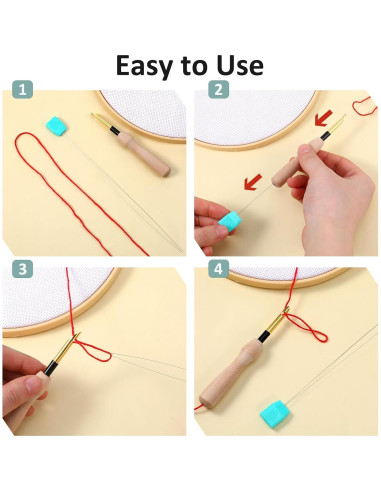 10 Enhebradores de Aguja Larga YQQYG para Bordado 20 cm