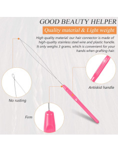 20 Agujas de Bucles Rosa Chuangdi para Extensiones de Cabello 2