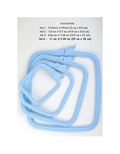 Aro de Bordado Cuadrado Grande Nurge Azul 25x28cm