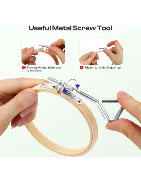 Aros de Bordado Caydo 6 Piezas 10 cm con Tornillo de Metal