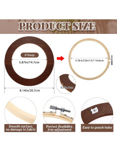 RattanView 12 Pcs Marcos de Bordado Madera 6 Pulgadas 2