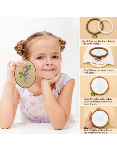 5 Aros de Bordado Redondos Guofa 20.32 cm Decorativos