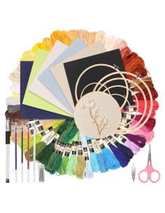 Kit de Bordado Swpeet 21 Piezas con Tela de Lino y Hilo